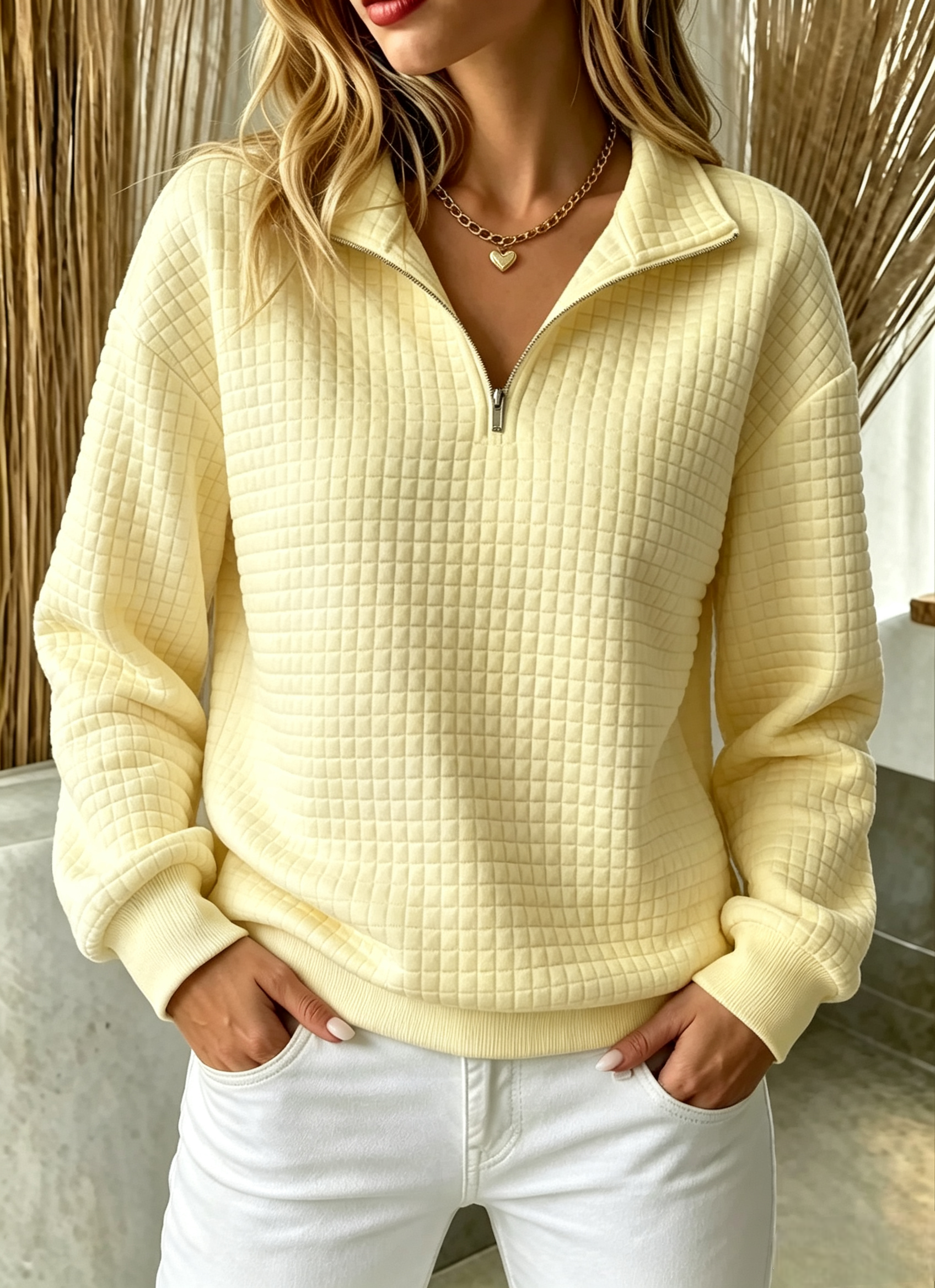 CLEARANCE SALE🔥49% OFF🔥 Women's Casual Quilted 1/4 Zip Sweatshirt