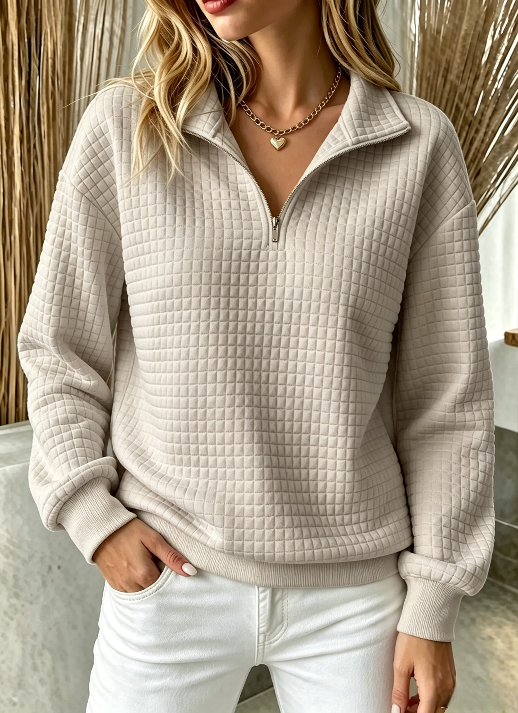 CLEARANCE SALE🔥49% OFF🔥 Women's Casual Quilted 1/4 Zip Sweatshirt