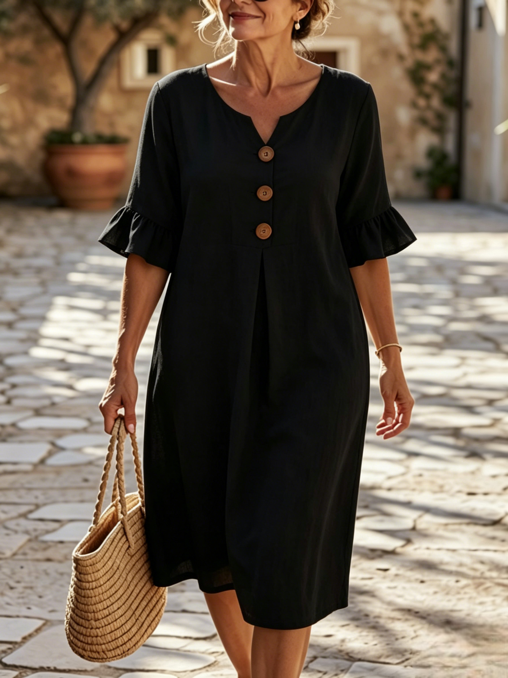 🔥𝐂𝐋𝐄𝐀𝐑𝐀𝐍𝐂𝐄 𝐃𝐈𝐒𝐂𝐎𝐔𝐍𝐓 𝟓𝟒% 𝐎𝐅𝐅🔥-100% Cotton-Linen Dress