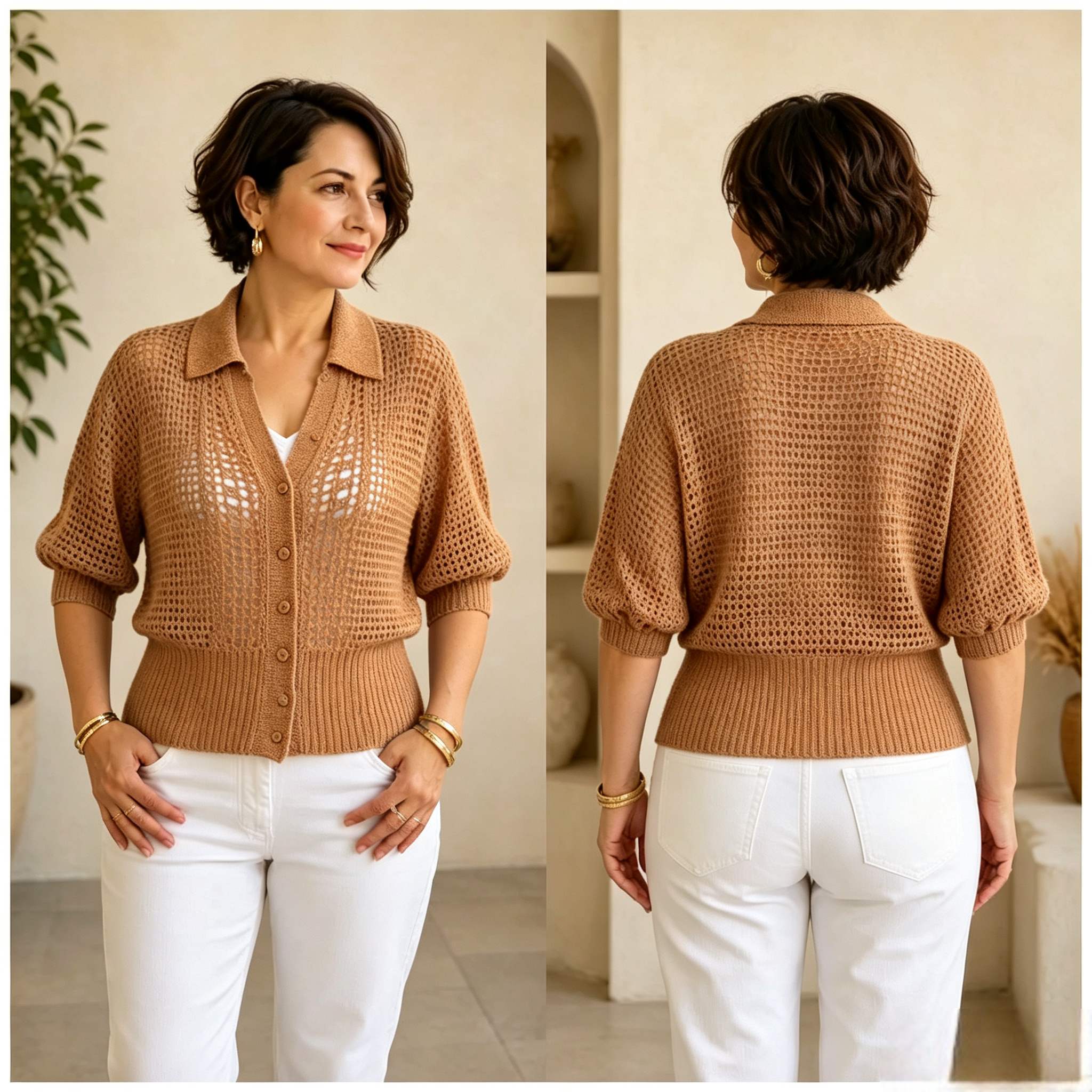 DISCOUNT SALE 50% OFF🔥 Hand-Knitted Openwork Knit Cardigan （68% Cashmere）