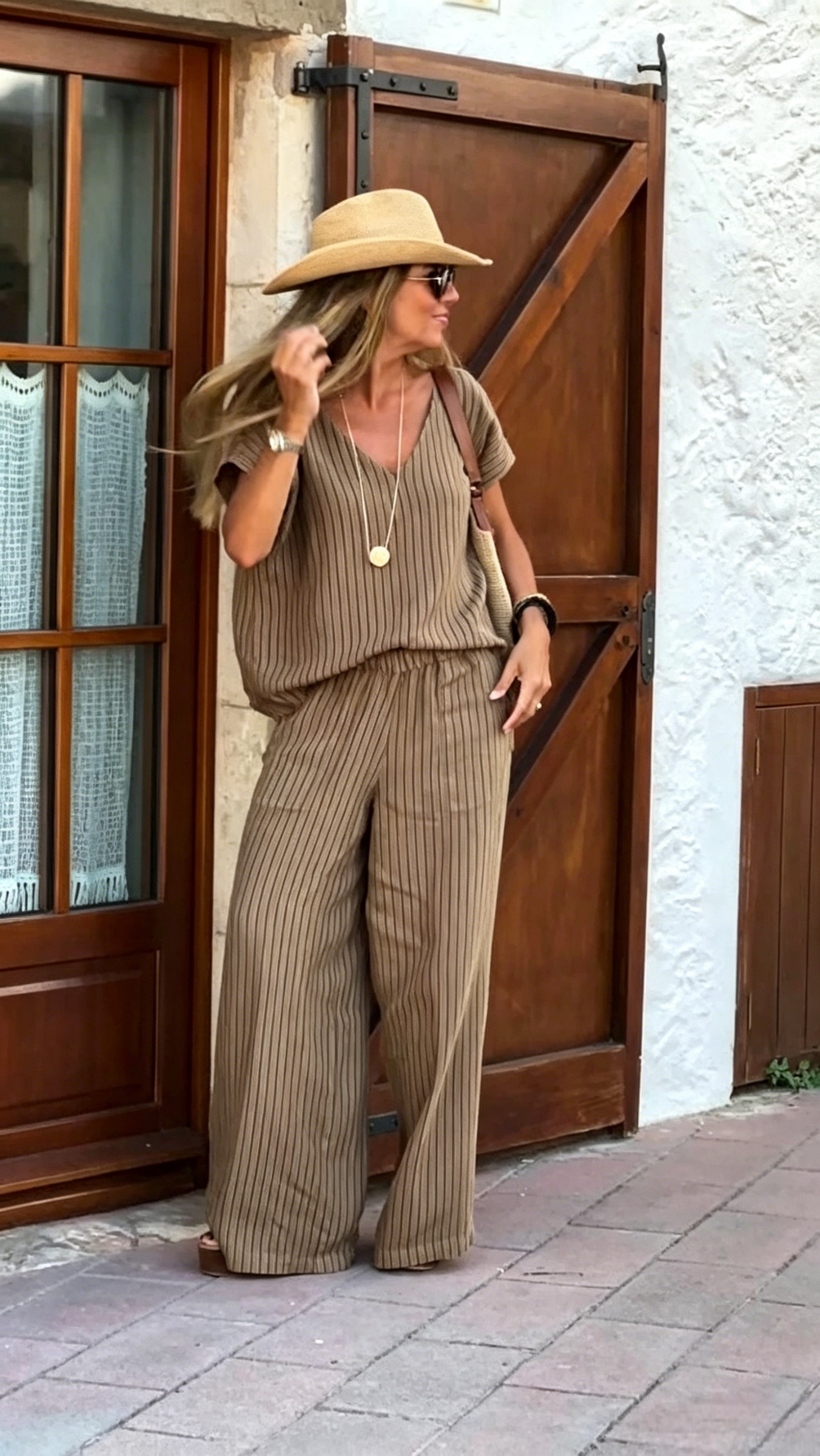 🔥𝐂𝐋𝐄𝐀𝐑𝐀𝐍𝐂𝐄 𝐃𝐈𝐒𝐂𝐎𝐔𝐍𝐓 𝟓𝟒% 𝐎𝐅𝐅🔥-Casual Stripe Set 