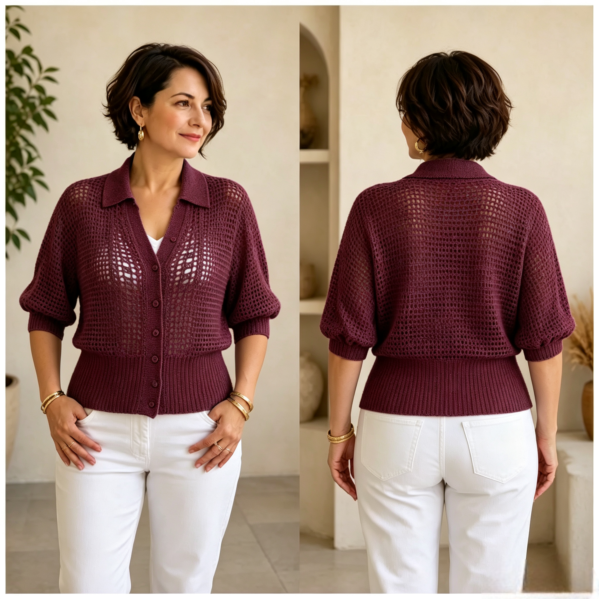 DISCOUNT SALE 50% OFF🔥 Hand-Knitted Openwork Knit Cardigan （68% Cashmere）
