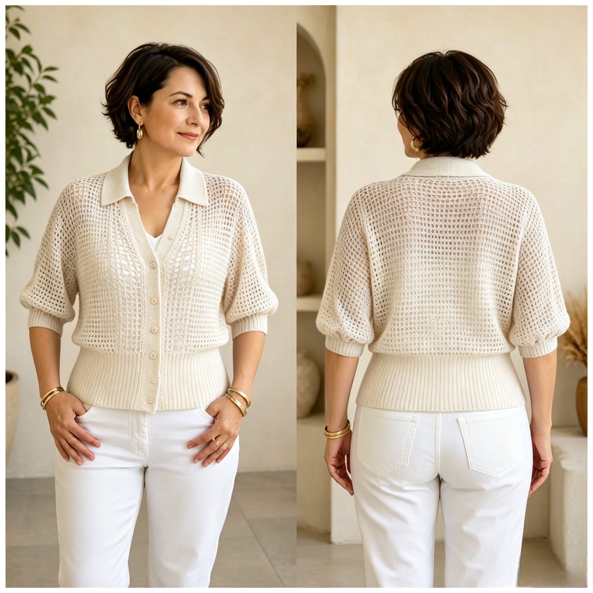 DISCOUNT SALE 50% OFF🔥 Hand-Knitted Openwork Knit Cardigan （68% Cashmere）