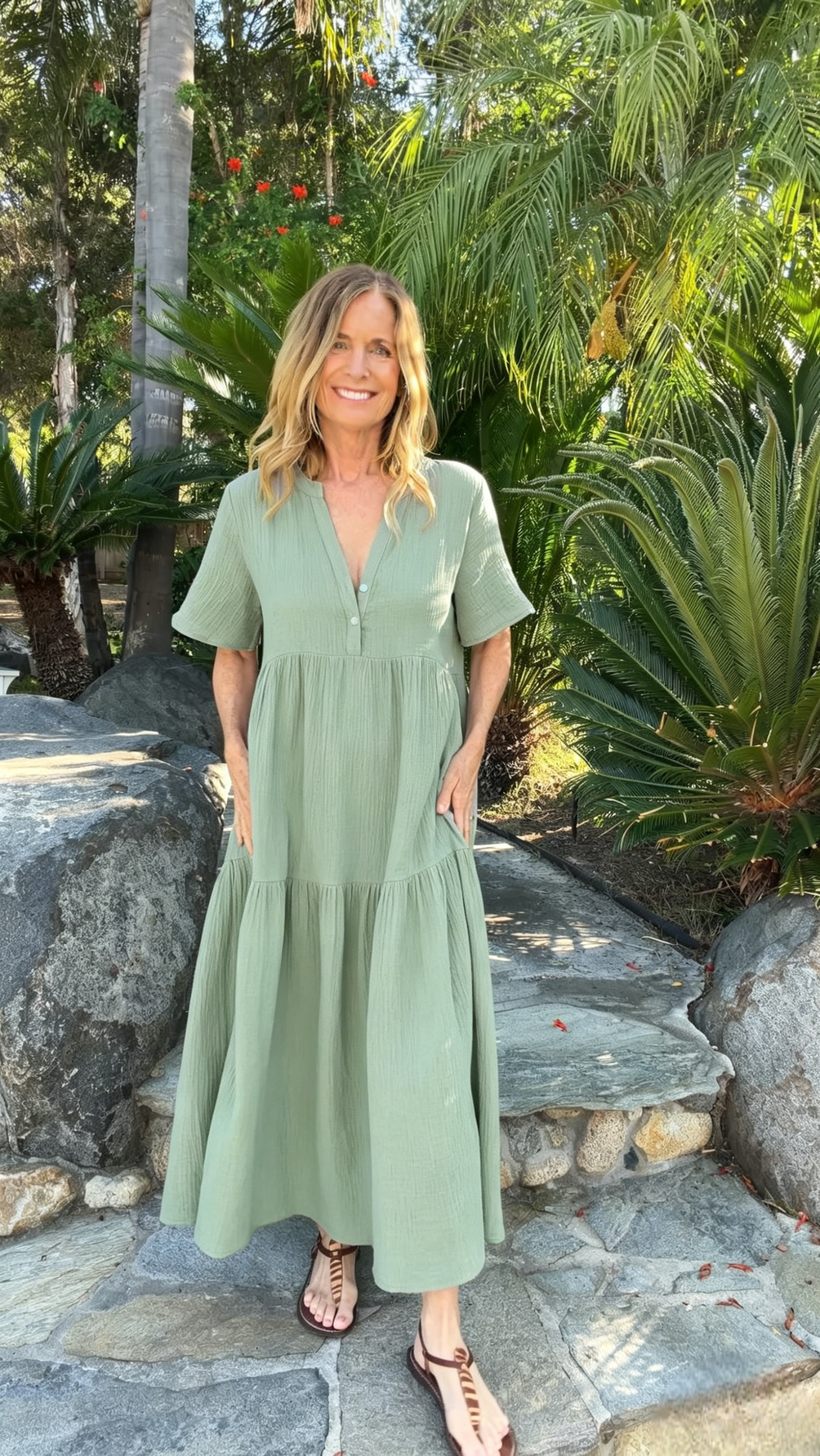 🔥𝐂𝐋𝐄𝐀𝐑𝐀𝐍𝐂𝐄 𝐃𝐈𝐒𝐂𝐎𝐔𝐍𝐓 🔥-100% Cotton Short Slevee Maxi Dress