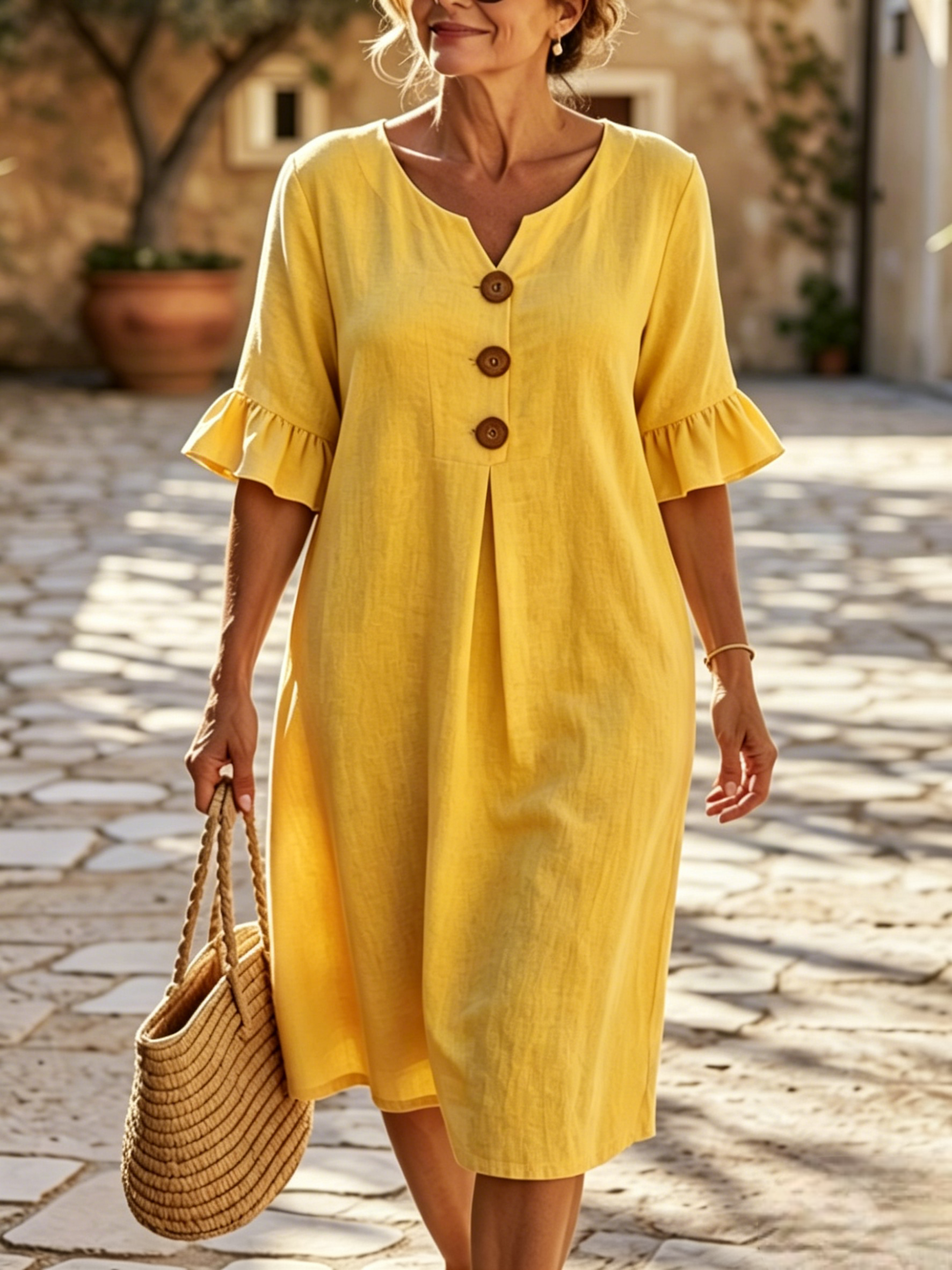 🔥𝐂𝐋𝐄𝐀𝐑𝐀𝐍𝐂𝐄 𝐃𝐈𝐒𝐂𝐎𝐔𝐍𝐓 𝟓𝟒% 𝐎𝐅𝐅🔥-100% Cotton-Linen Dress