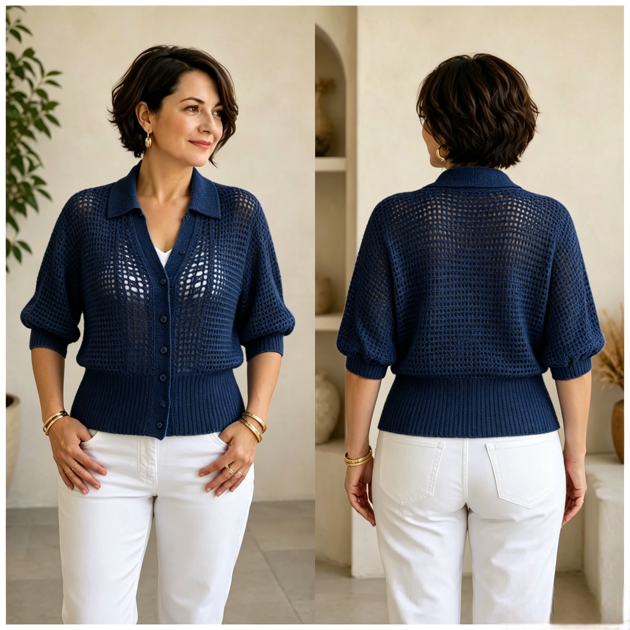 DISCOUNT SALE 50% OFF🔥 Hand-Knitted Openwork Knit Cardigan （68% Cashmere）