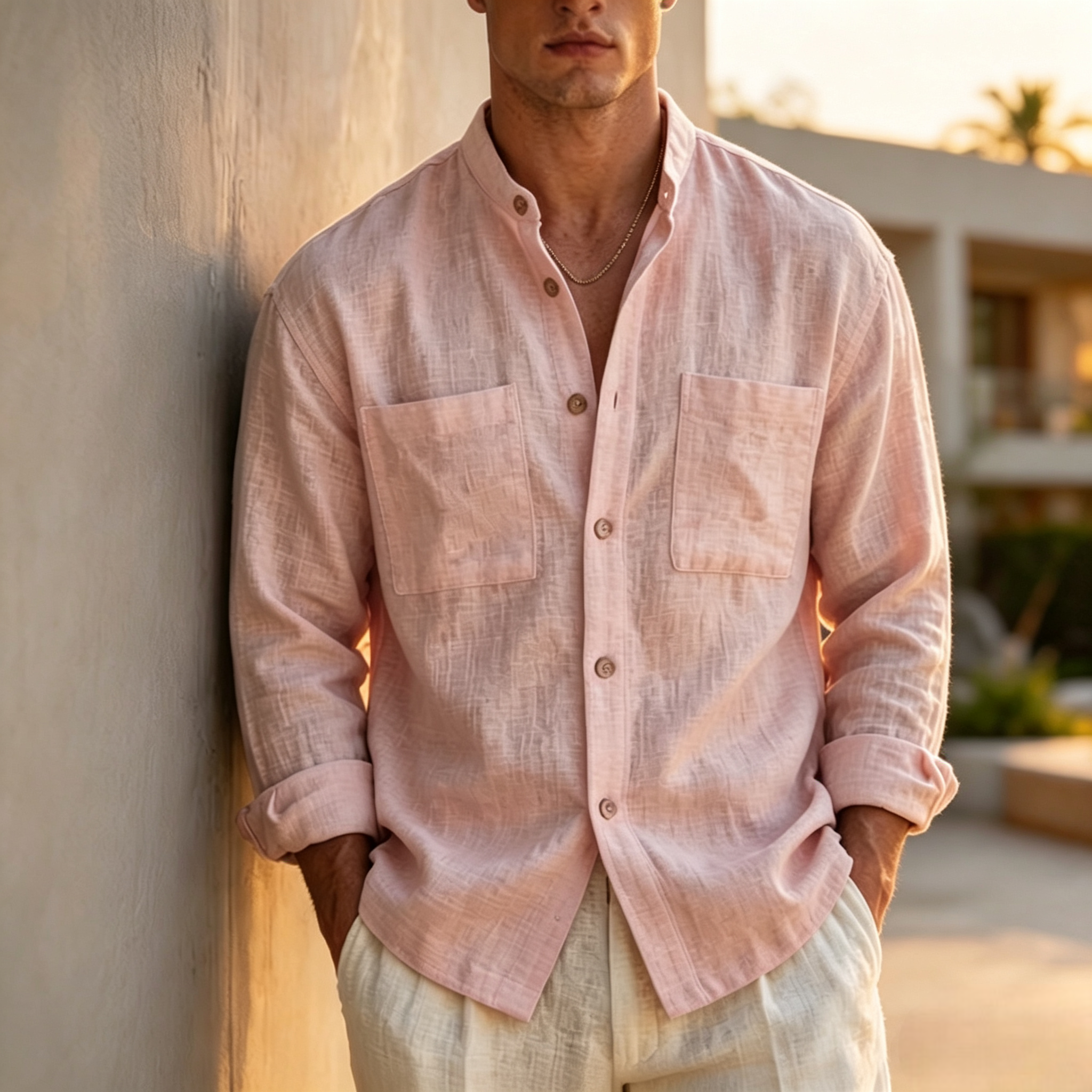 Men's Casual Pure Linen Shirt