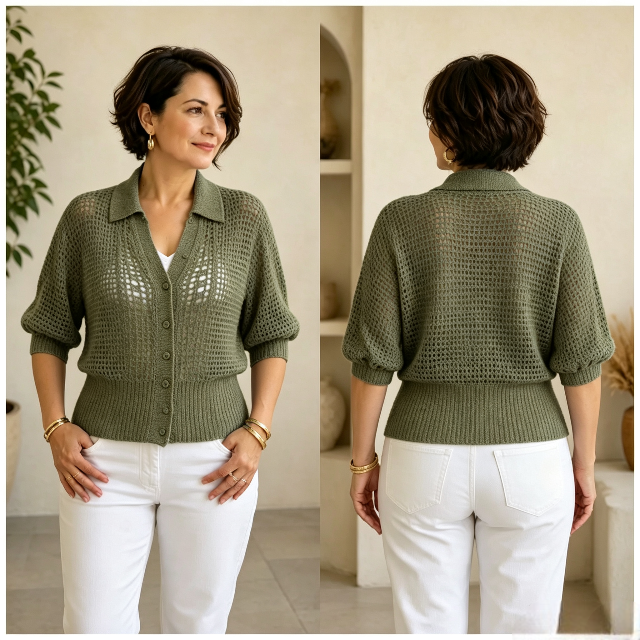 DISCOUNT SALE 50% OFF🔥 Hand-Knitted Openwork Knit Cardigan （68% Cashmere）