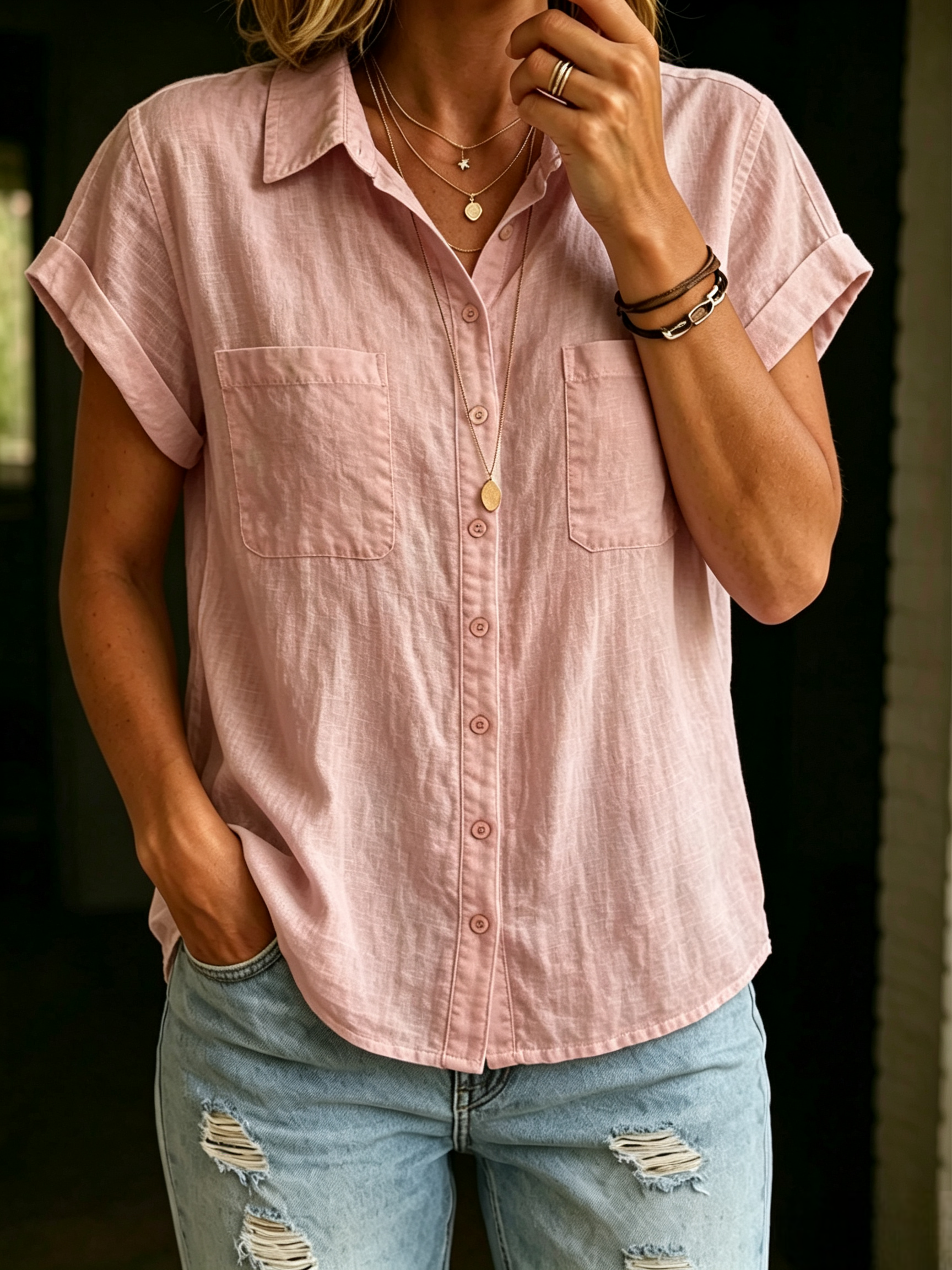 DISCOUNT SALE🔥 Women's Cotton Linen Short Shirt