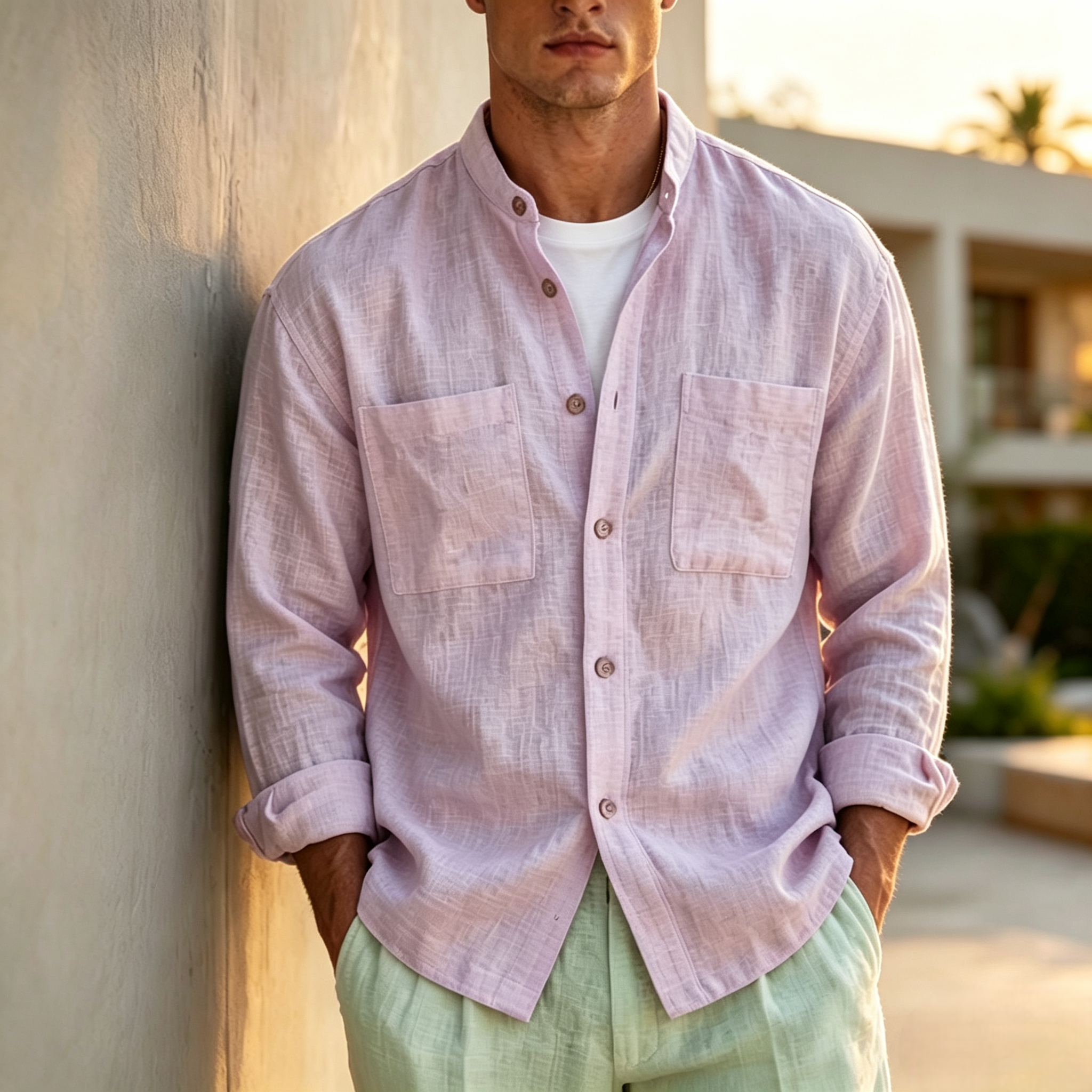 Men's Casual Pure Linen Shirt