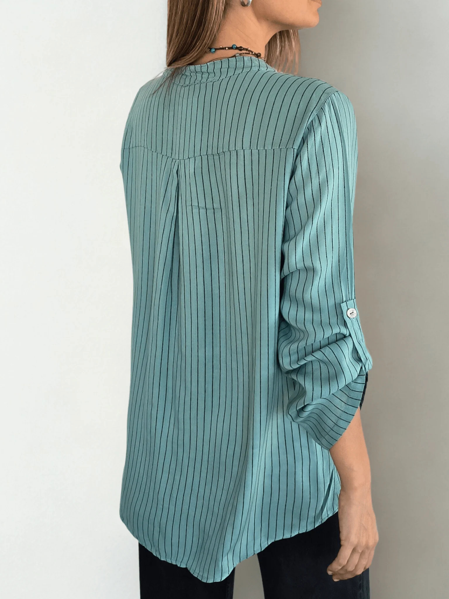 Striped sequined casual loose shirt