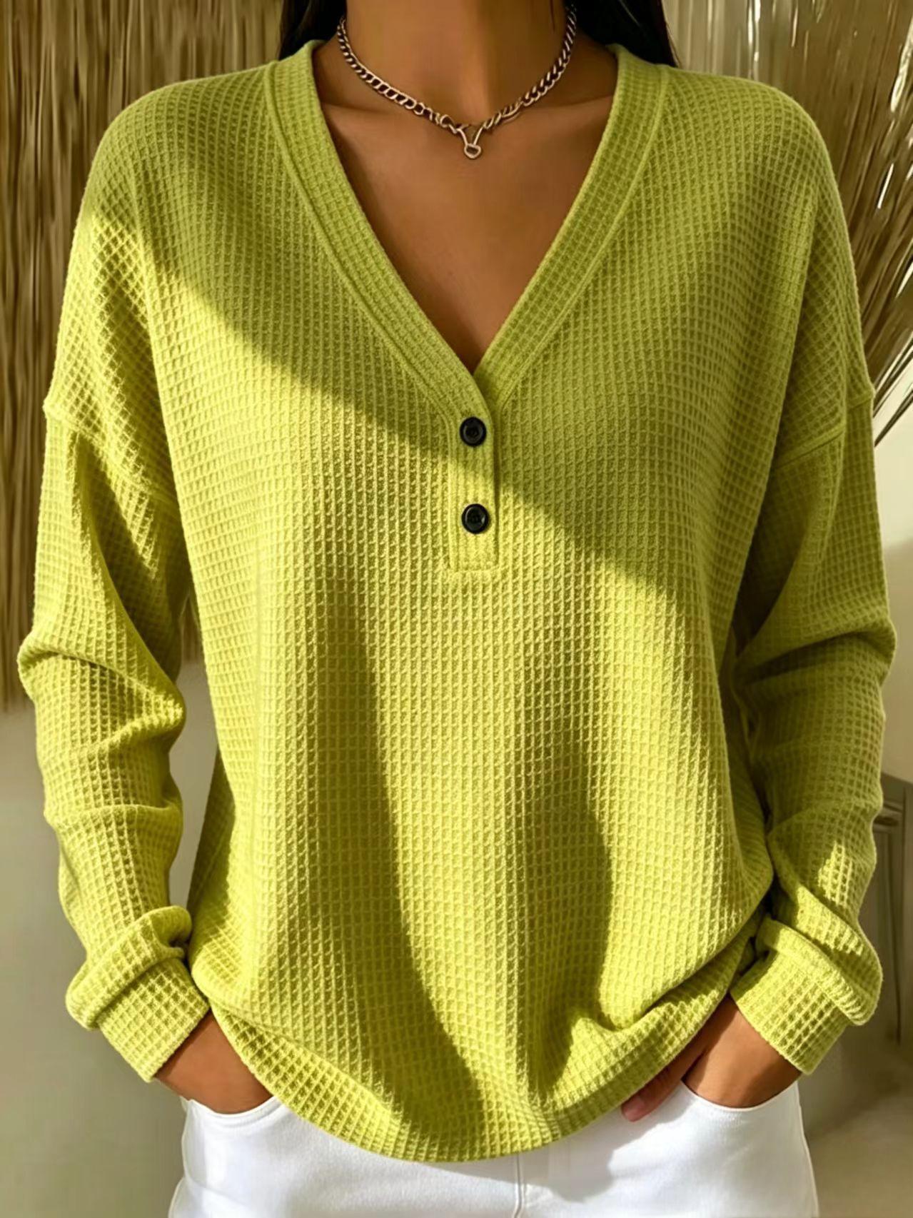 FALL SALE🔥 Women's V-neck Waffle Top