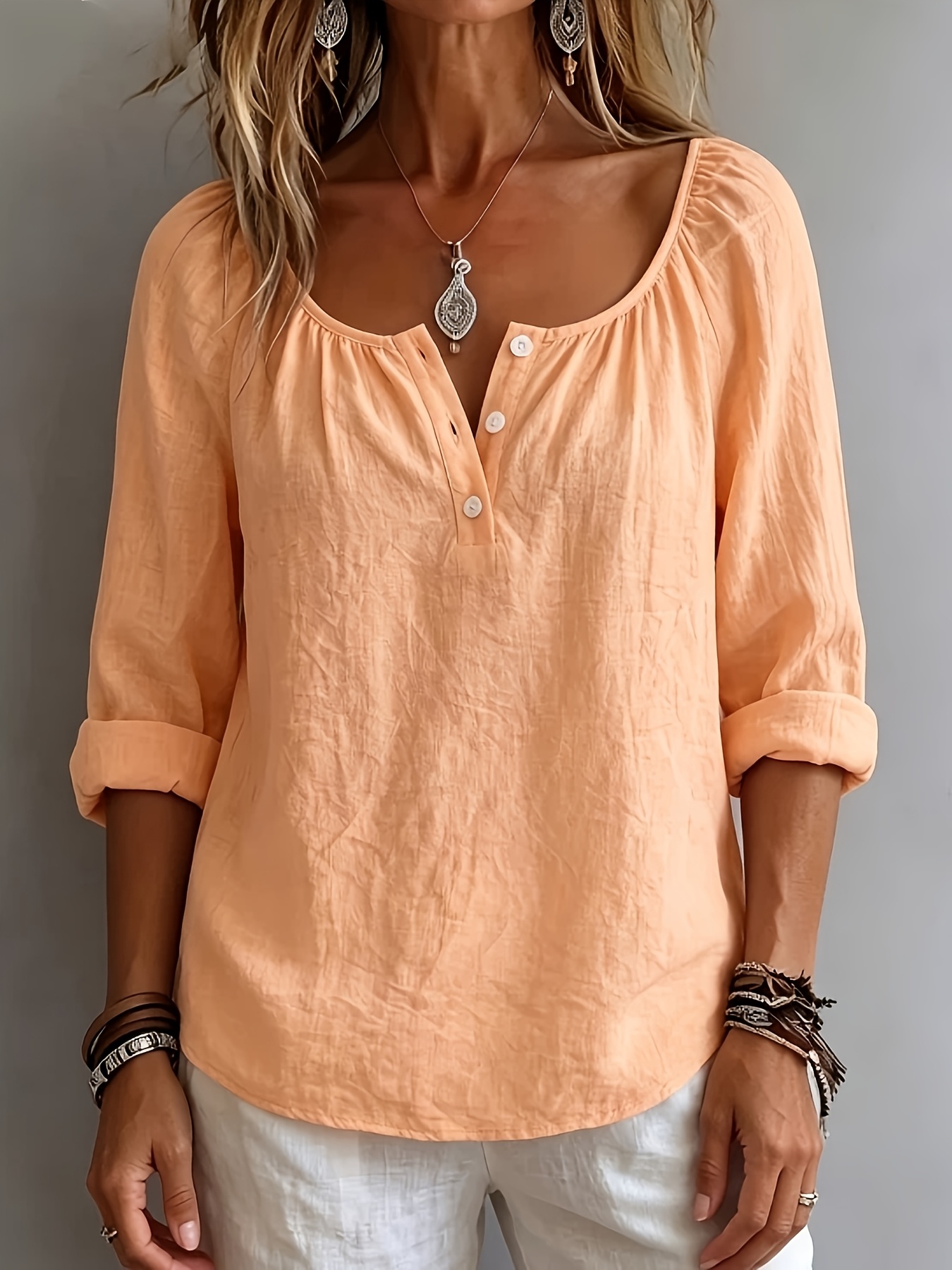 🔥𝐂𝐋𝐄𝐀𝐑𝐀𝐍𝐂𝐄 𝐃𝐈𝐒𝐂𝐎𝐔𝐍𝐓 🔥- Elegant Square Neck Long-Sleeved Top