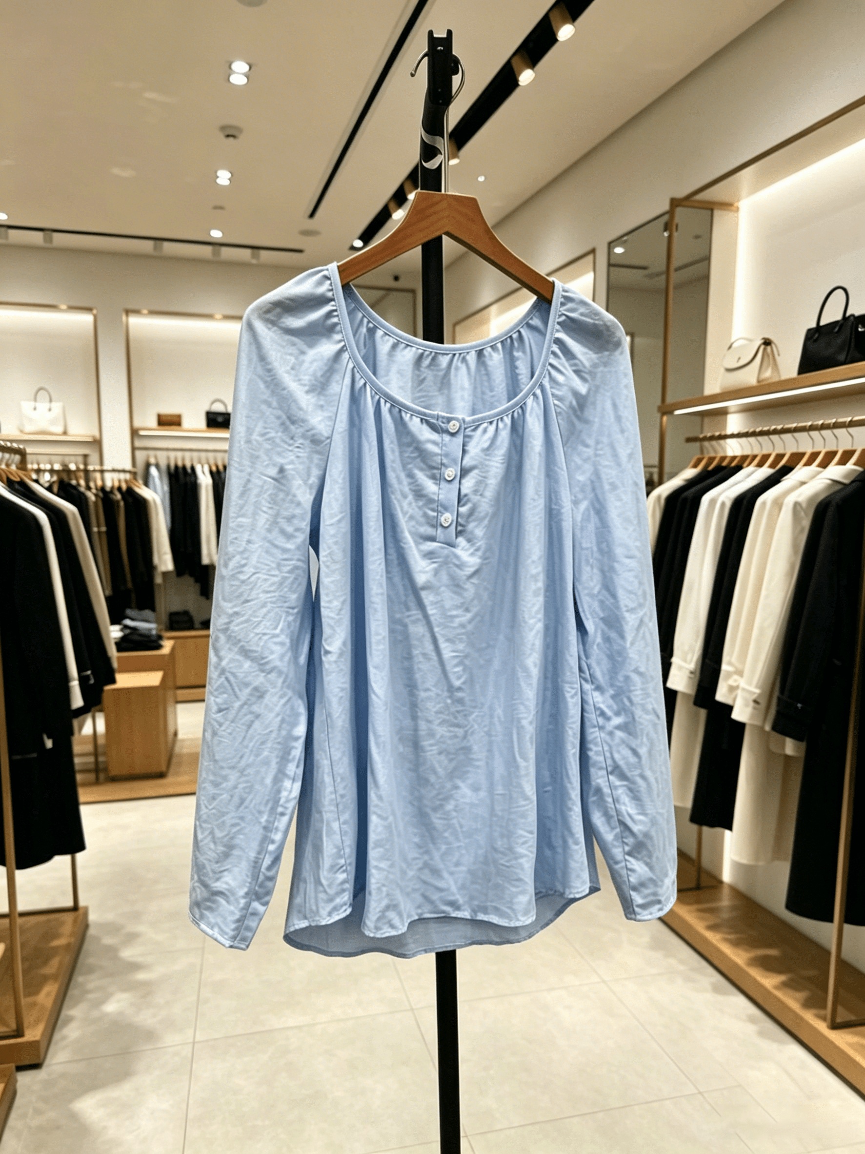 🔥𝐂𝐋𝐄𝐀𝐑𝐀𝐍𝐂𝐄 𝐃𝐈𝐒𝐂𝐎𝐔𝐍𝐓 🔥- Elegant Square Neck Long-Sleeved Top