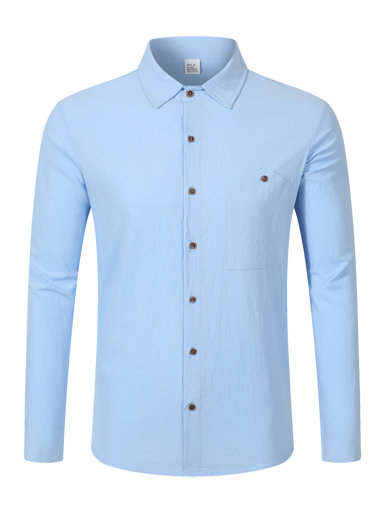 Men’s Summer Linen-Blend Button-Down Shirt