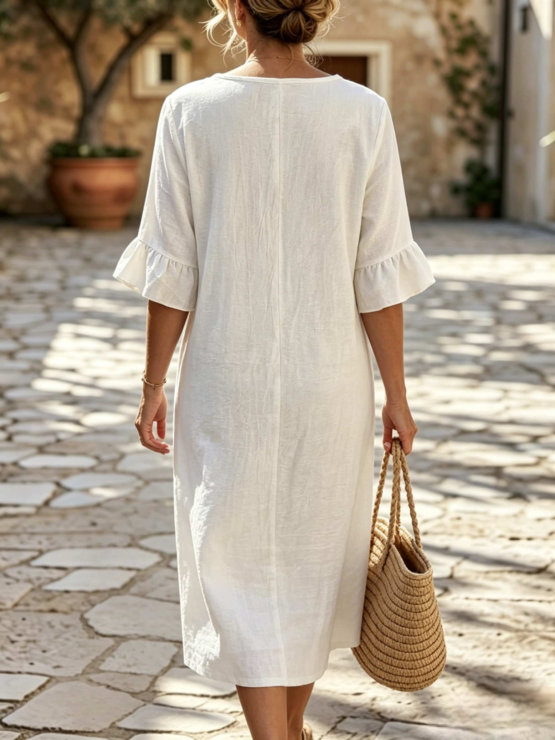 🔥𝐂𝐋𝐄𝐀𝐑𝐀𝐍𝐂𝐄 𝐃𝐈𝐒𝐂𝐎𝐔𝐍𝐓 𝟓𝟒% 𝐎𝐅𝐅🔥-100% Cotton-Linen Dress