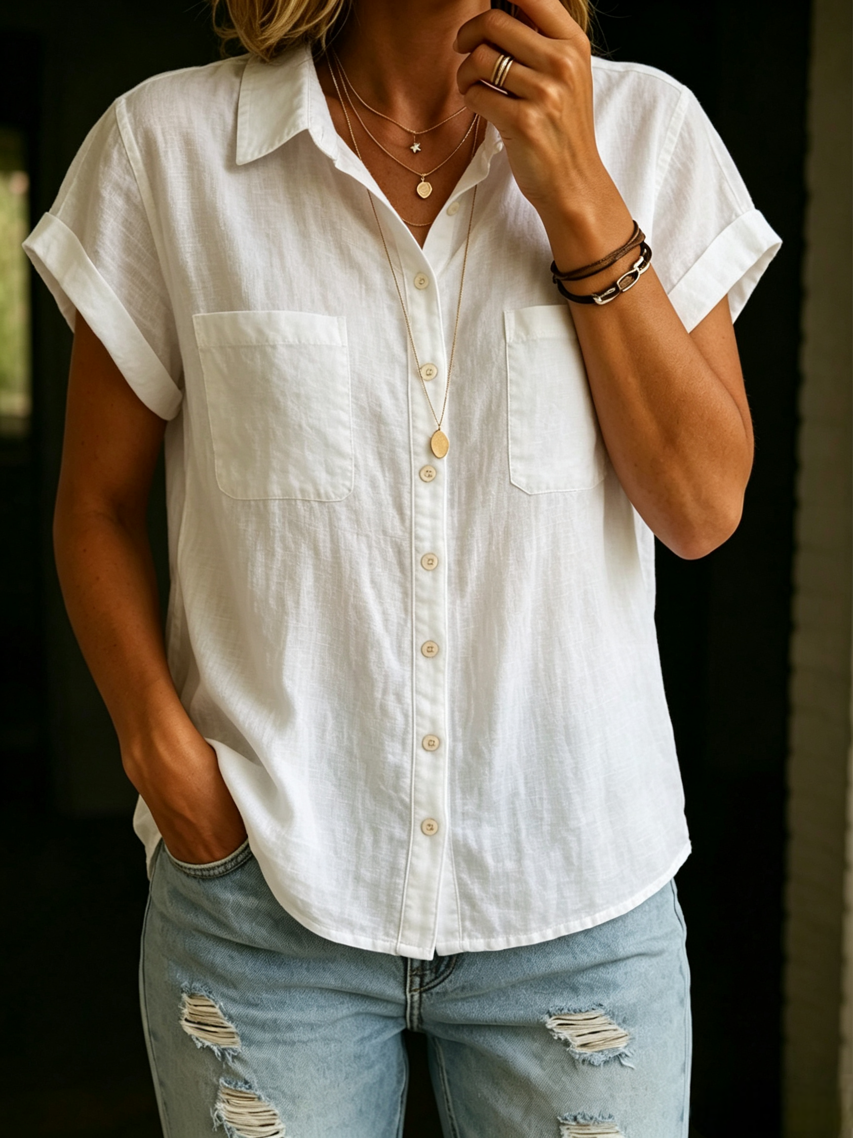 DISCOUNT SALE🔥 Women's Cotton Linen Short Shirt