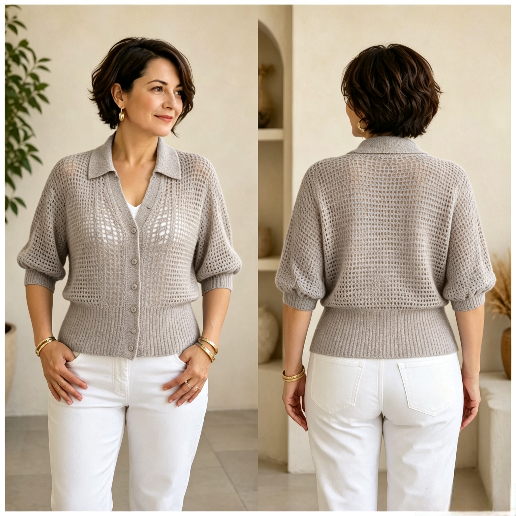 DISCOUNT SALE 50% OFF🔥 Hand-Knitted Openwork Knit Cardigan （68% Cashmere）