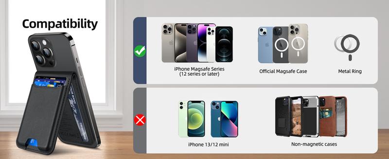 Magsafe Wallet Works with IPhong Find My, Strongest Magnetic  for iPhone , 6 Cards Holder,   with Airtag Holder Black Wireless Charging Rfid Blocking Lost Mode Durable Protection Stand Smartphone  Cellphone【Christmas】