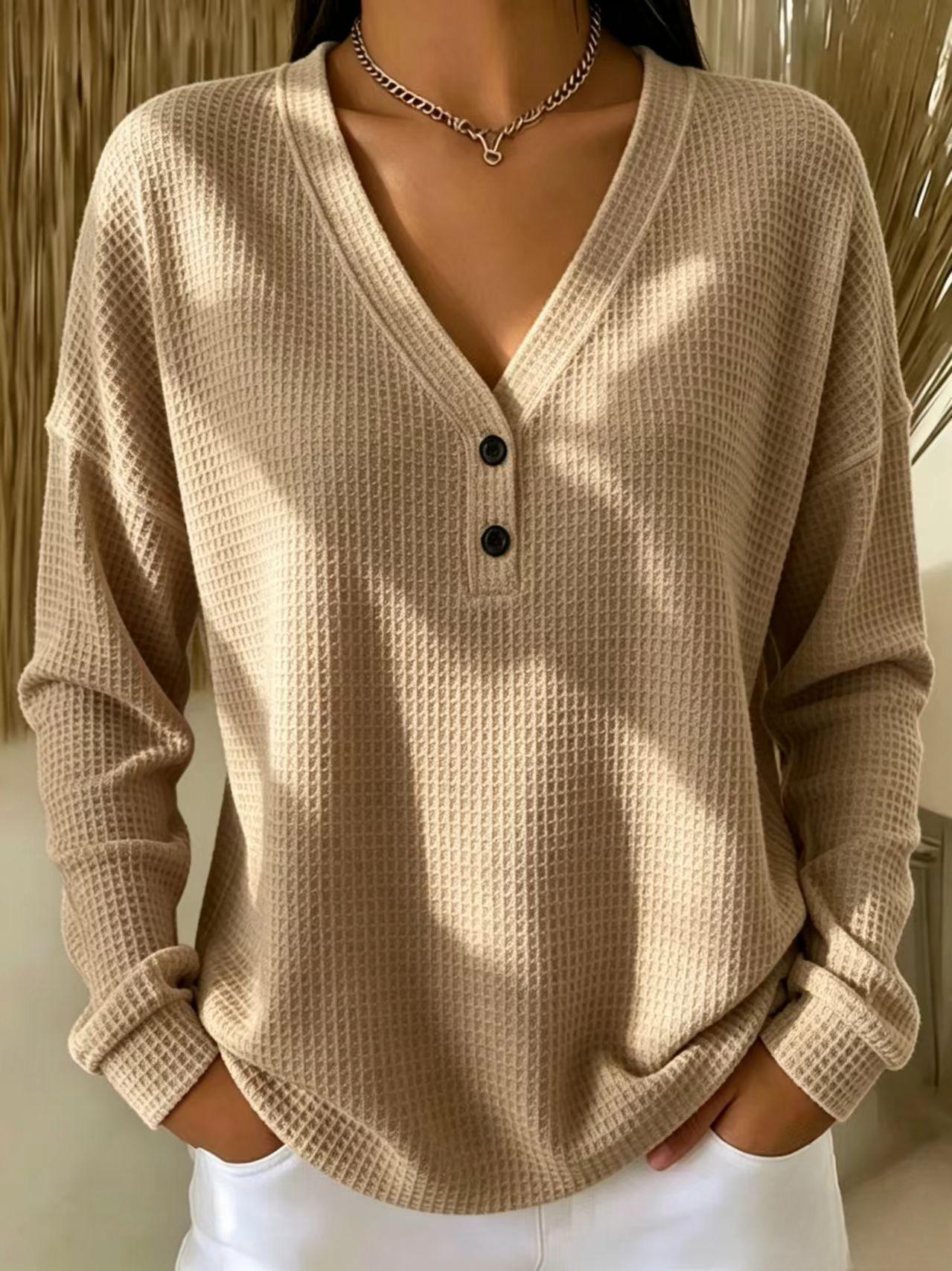 FALL SALE🔥 Women's V-neck Waffle Top