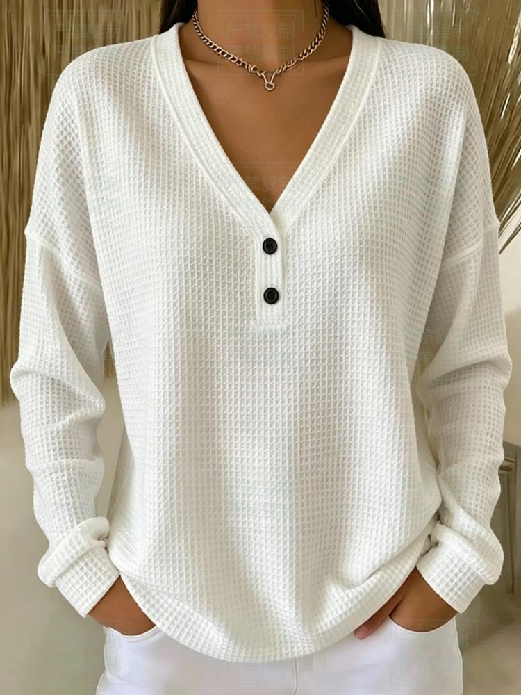 FALL SALE🔥 Women's V-neck Waffle Top