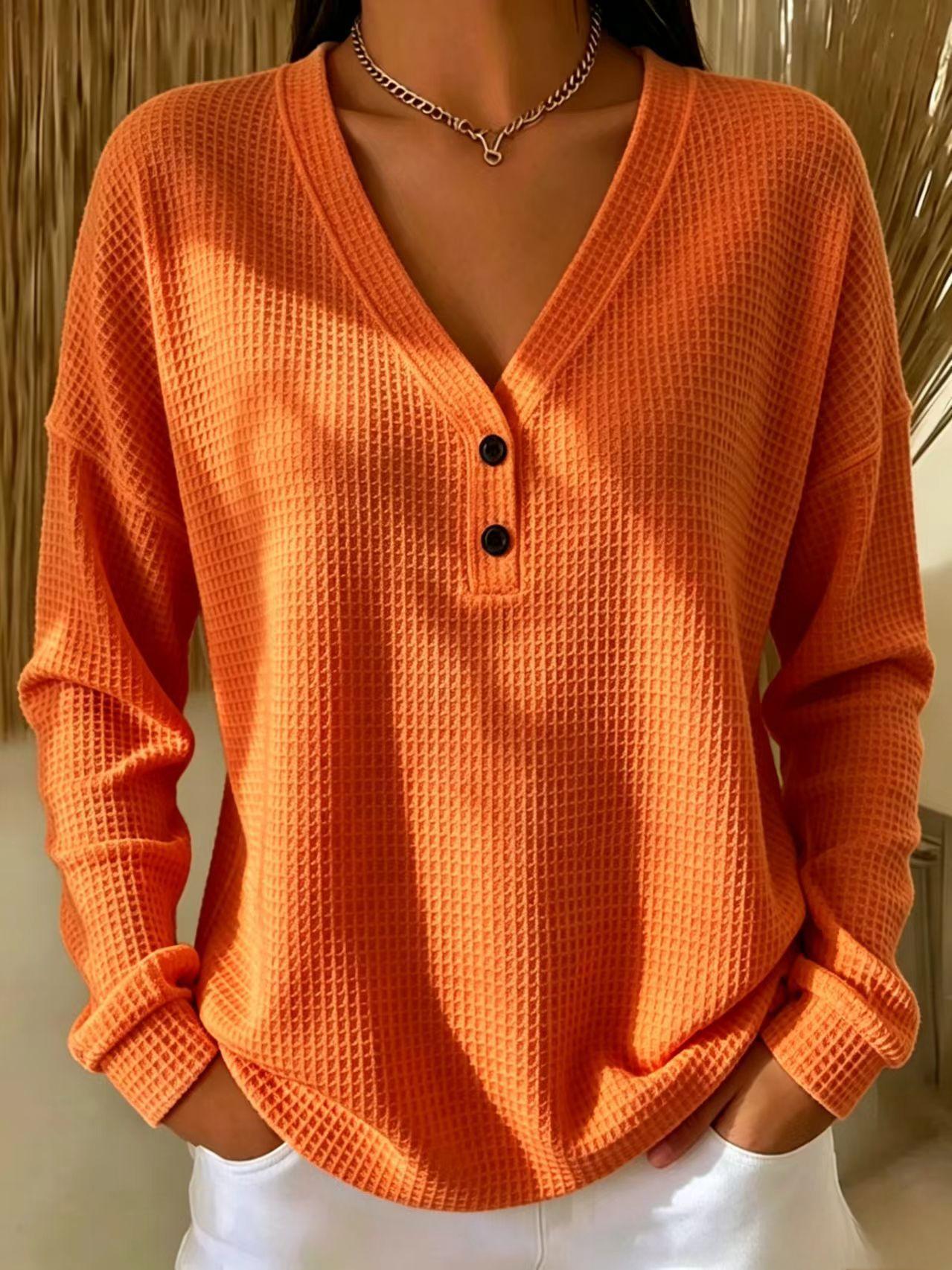 FALL SALE🔥 Women's V-neck Waffle Top