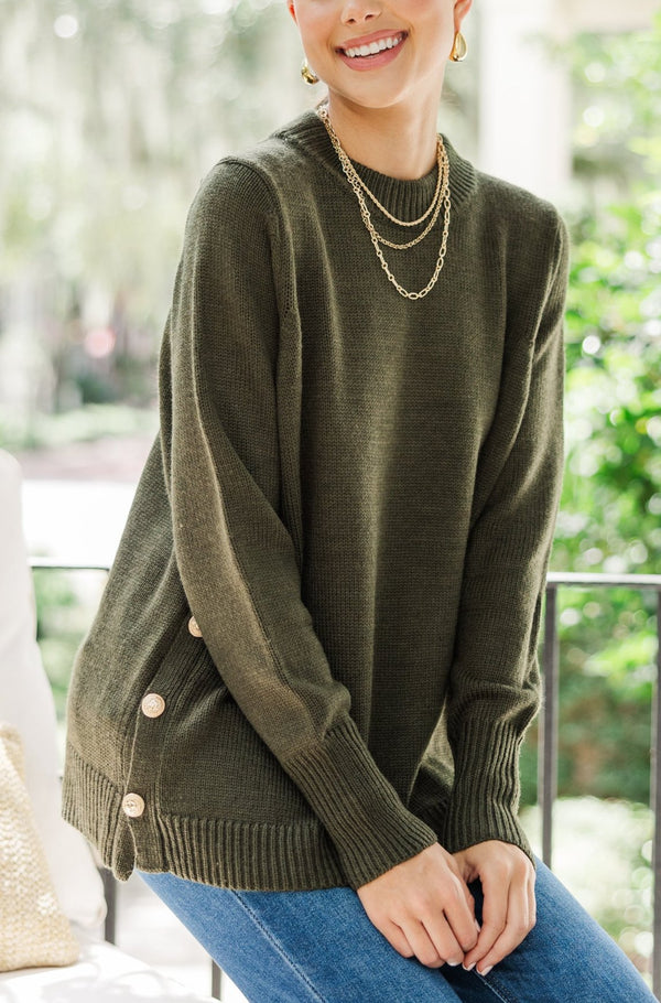 The Slouchy Black Side Button Sweater