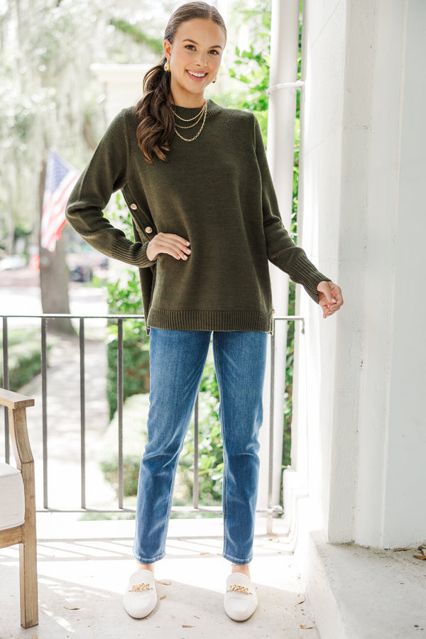 The Slouchy Black Side Button Sweater