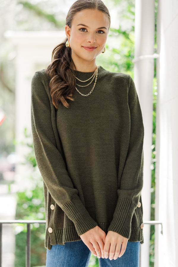 The Slouchy Black Side Button Sweater