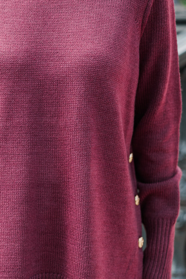 The Slouchy Black Side Button Sweater