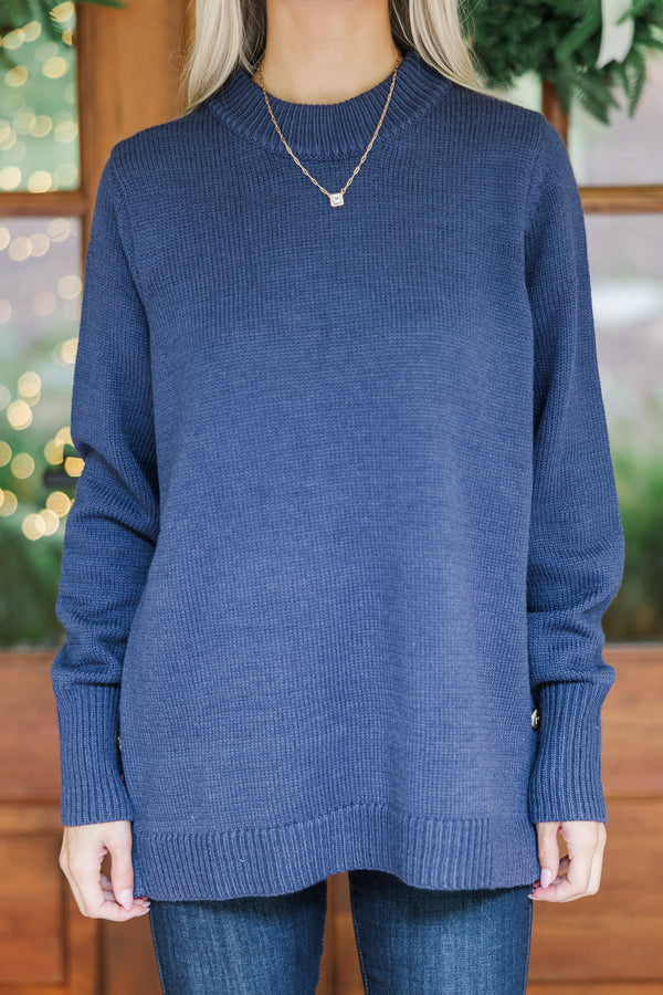 The Slouchy Black Side Button Sweater