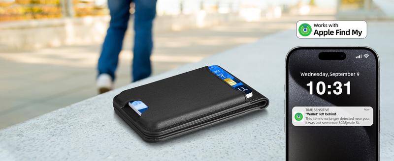 Magsafe Wallet Works with IPhong Find My, Strongest Magnetic  for iPhone , 6 Cards Holder,   with Airtag Holder Black Wireless Charging Rfid Blocking Lost Mode Durable Protection Stand Smartphone  Cellphone【Christmas】