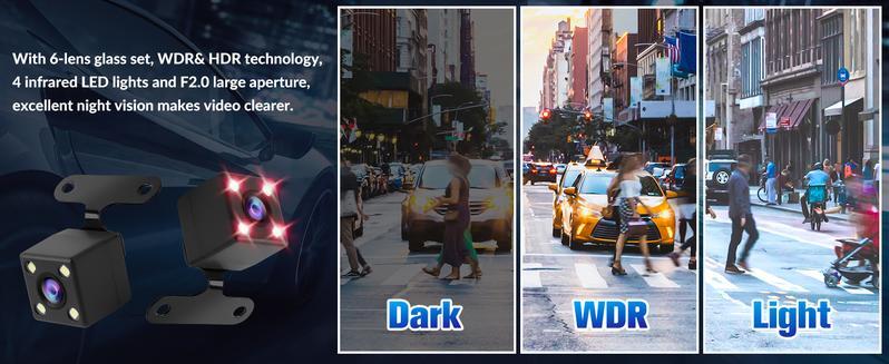 【QPJ】HD  Driving Recorder，Super Night Vision, Loop Recording and 64GB Memory Card, Car Charger for Free Automotive Dvr Convenient Cop Dashcam