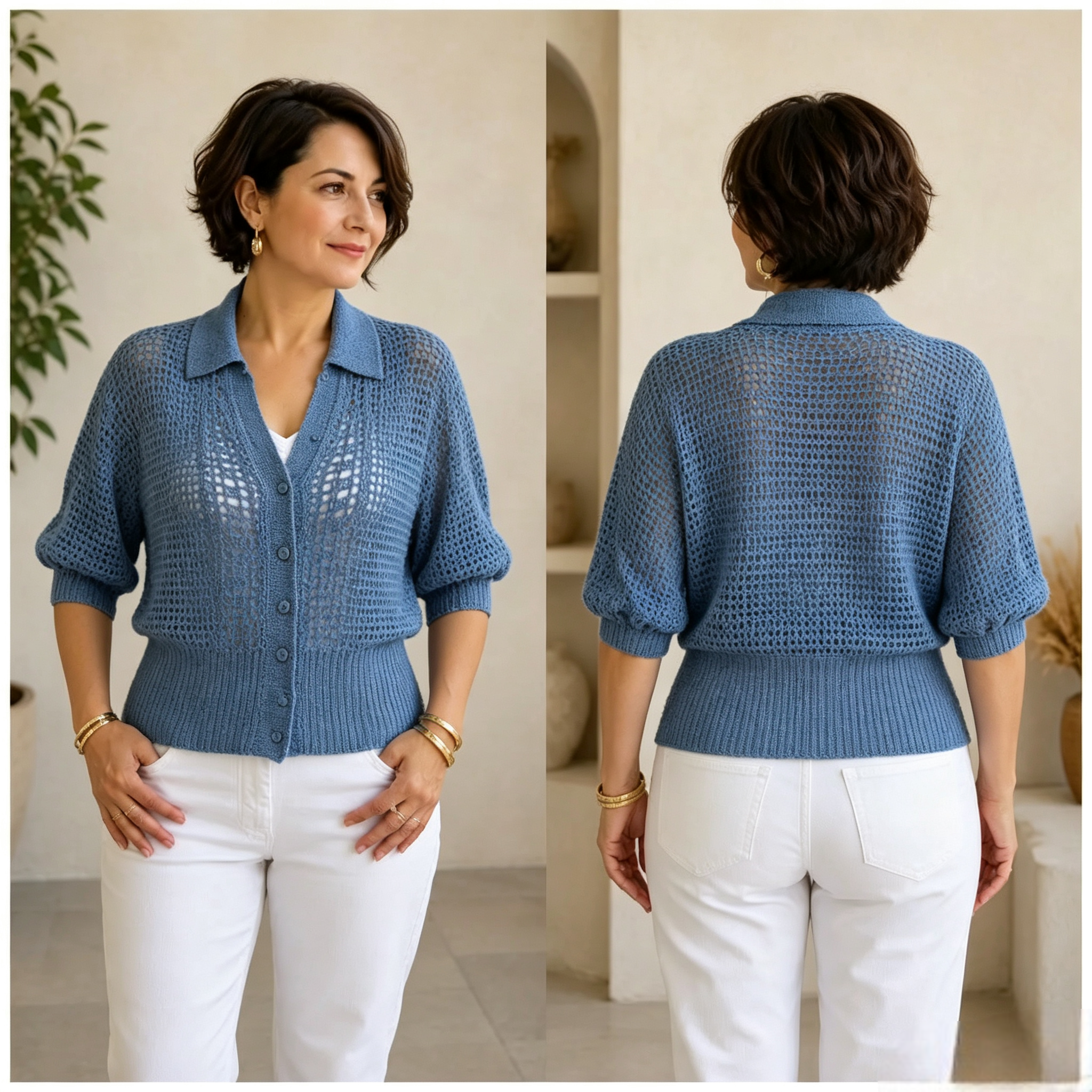 DISCOUNT SALE 50% OFF🔥 Hand-Knitted Openwork Knit Cardigan （68% Cashmere）