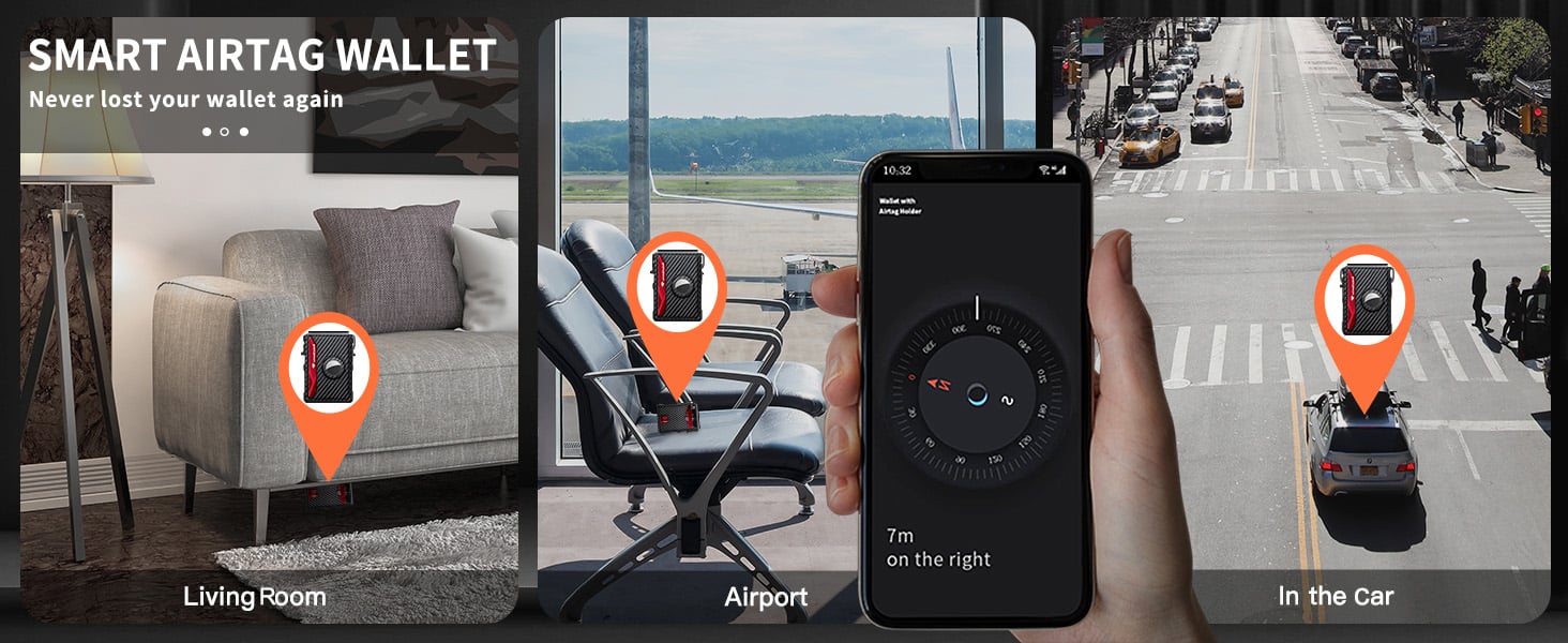 Cartera RFID Airtag para hombre