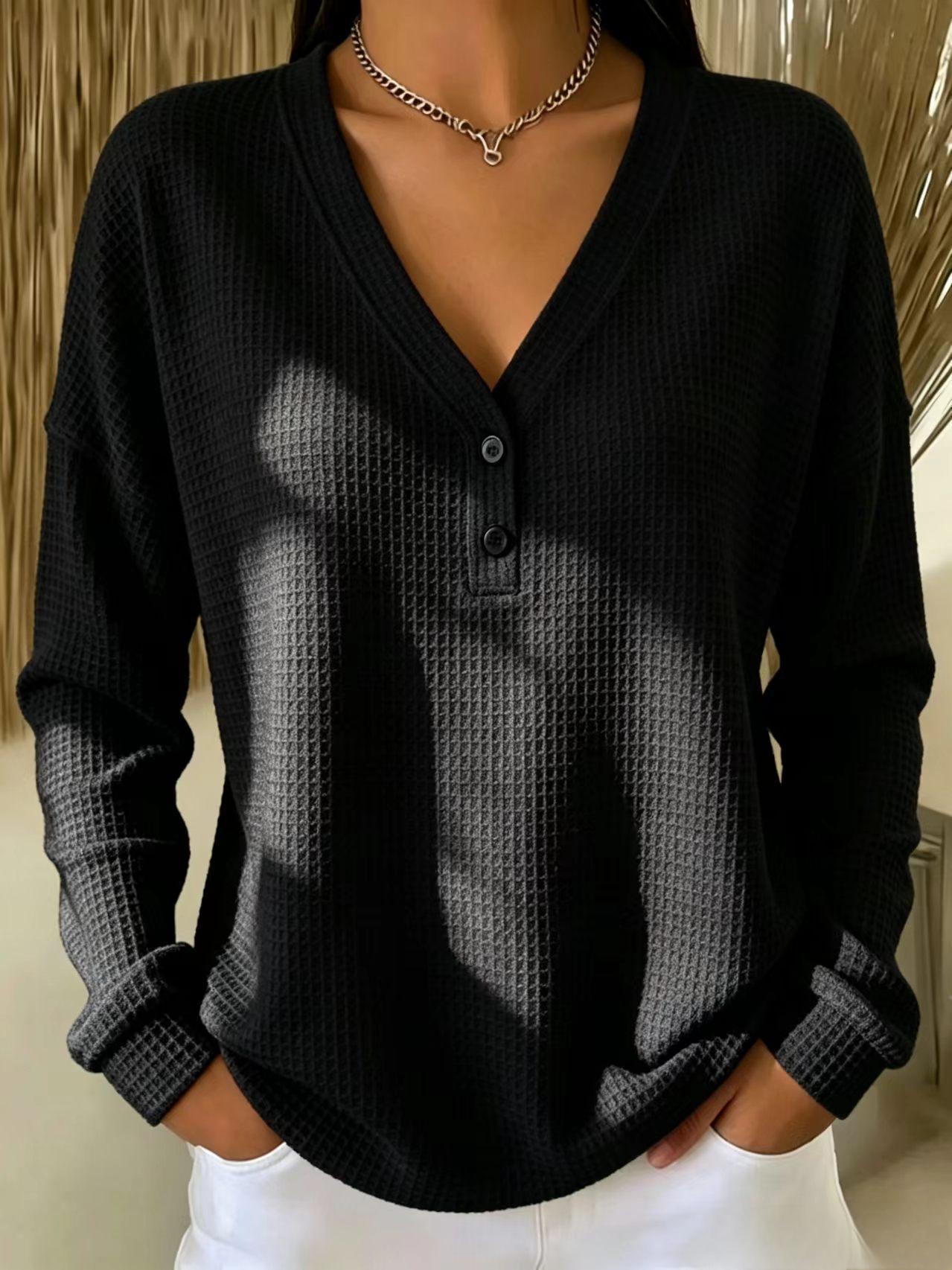 FALL SALE🔥 Women's V-neck Waffle Top