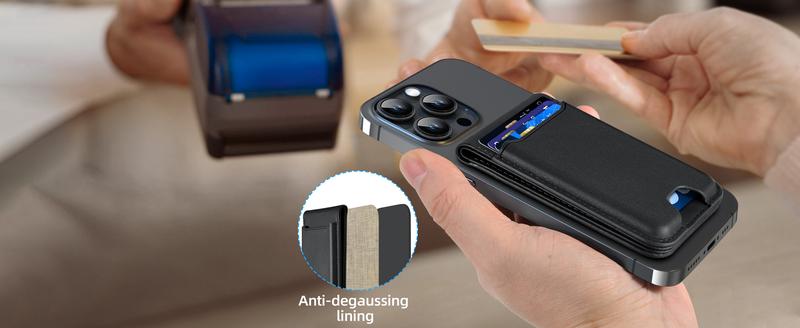 Magsafe Wallet Works with IPhong Find My, Strongest Magnetic  for iPhone , 6 Cards Holder,   with Airtag Holder Black Wireless Charging Rfid Blocking Lost Mode Durable Protection Stand Smartphone  Cellphone【Christmas】