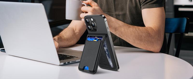 Magsafe Wallet Works with IPhong Find My, Strongest Magnetic  for iPhone , 6 Cards Holder,   with Airtag Holder Black Wireless Charging Rfid Blocking Lost Mode Durable Protection Stand Smartphone  Cellphone【Christmas】