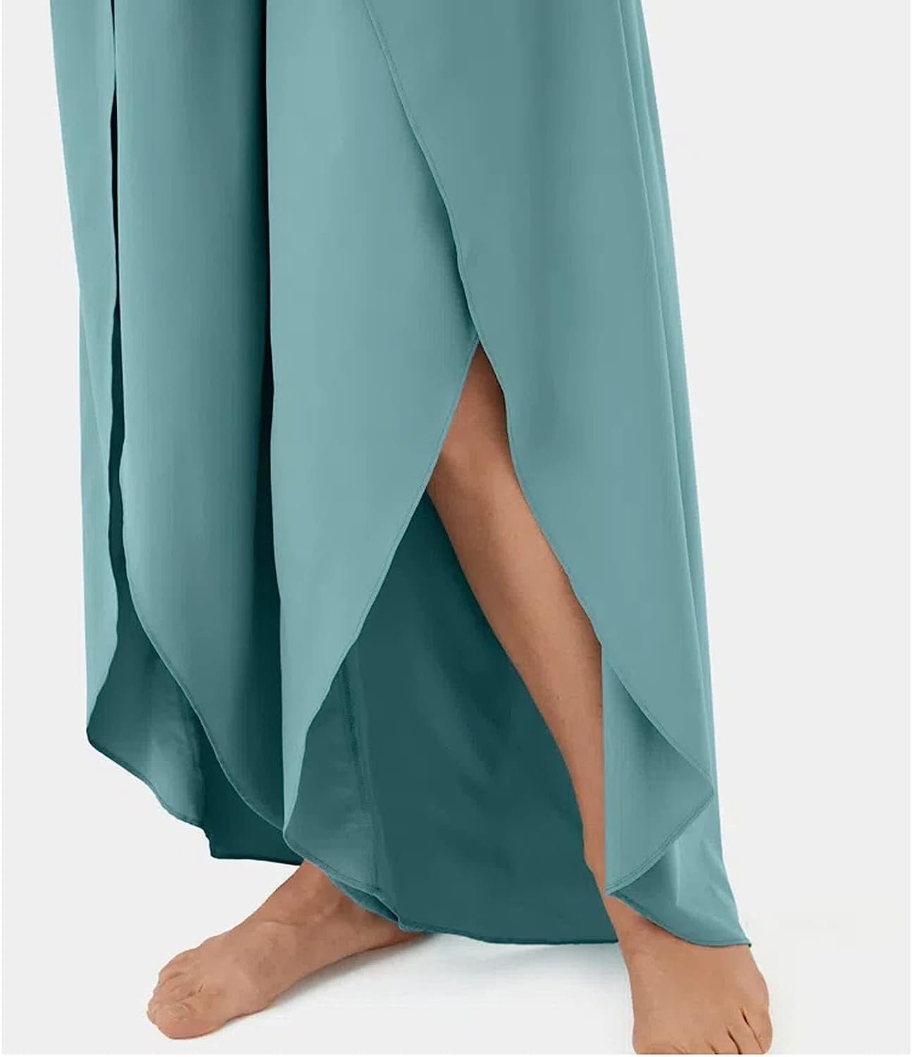 Lady Womens Capris for Summ High Waisted Pants Solid Color Wide Leg Pants Party Cover Up Pants for Swimwear Pants