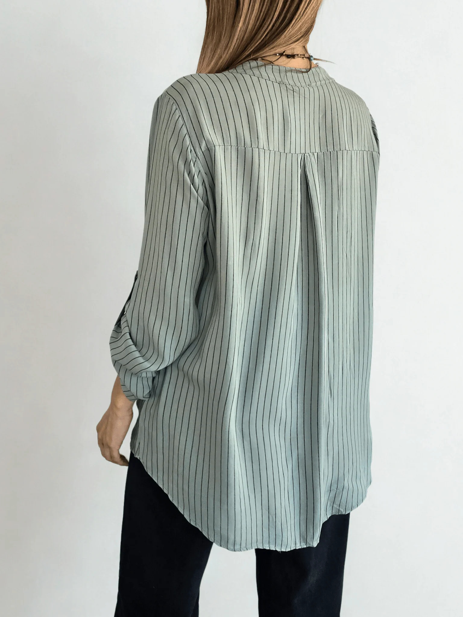 Striped sequined casual loose shirt