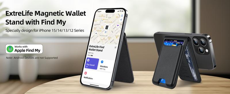 Magsafe Wallet Works with IPhong Find My, Strongest Magnetic  for iPhone , 6 Cards Holder,   with Airtag Holder Black Wireless Charging Rfid Blocking Lost Mode Durable Protection Stand Smartphone  Cellphone【Christmas】