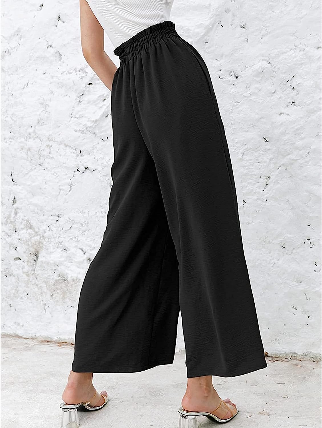 Awoscut Women High Waisted Straight Leg Pants Wide Leg Casual Summer Trouser Comfy Office Work Relaxed Fit Lounge Sweatpants