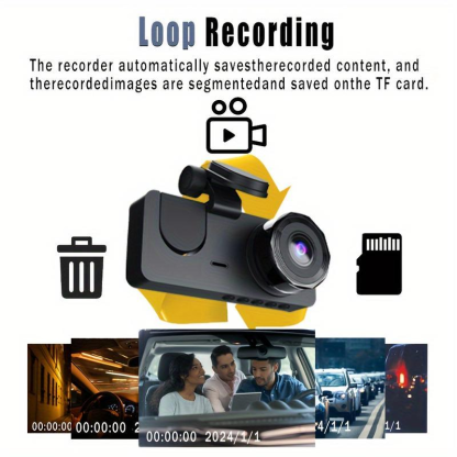HD Driving Recorder，Super Night Vision, Loop Recording and 64GB Memory Card, Car Charger for Free Automotive Dvr Convenient Cop Dashcam