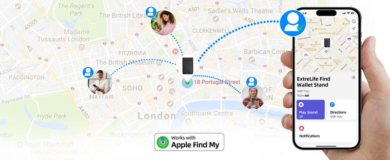 Magsafe Wallet Works with IPhong Find My, Strongest Magnetic  for iPhone , 6 Cards Holder,   with Airtag Holder Black Wireless Charging Rfid Blocking Lost Mode Durable Protection Stand Smartphone  Cellphone【Christmas】