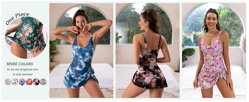 Eomenie One Piece Swimdress Swimsuits for Women Tummy Control Swim Dresses Bathing Suits Swimwear Swimsuit Slimming Beachwear onepieceswimsuit #BlackFriday