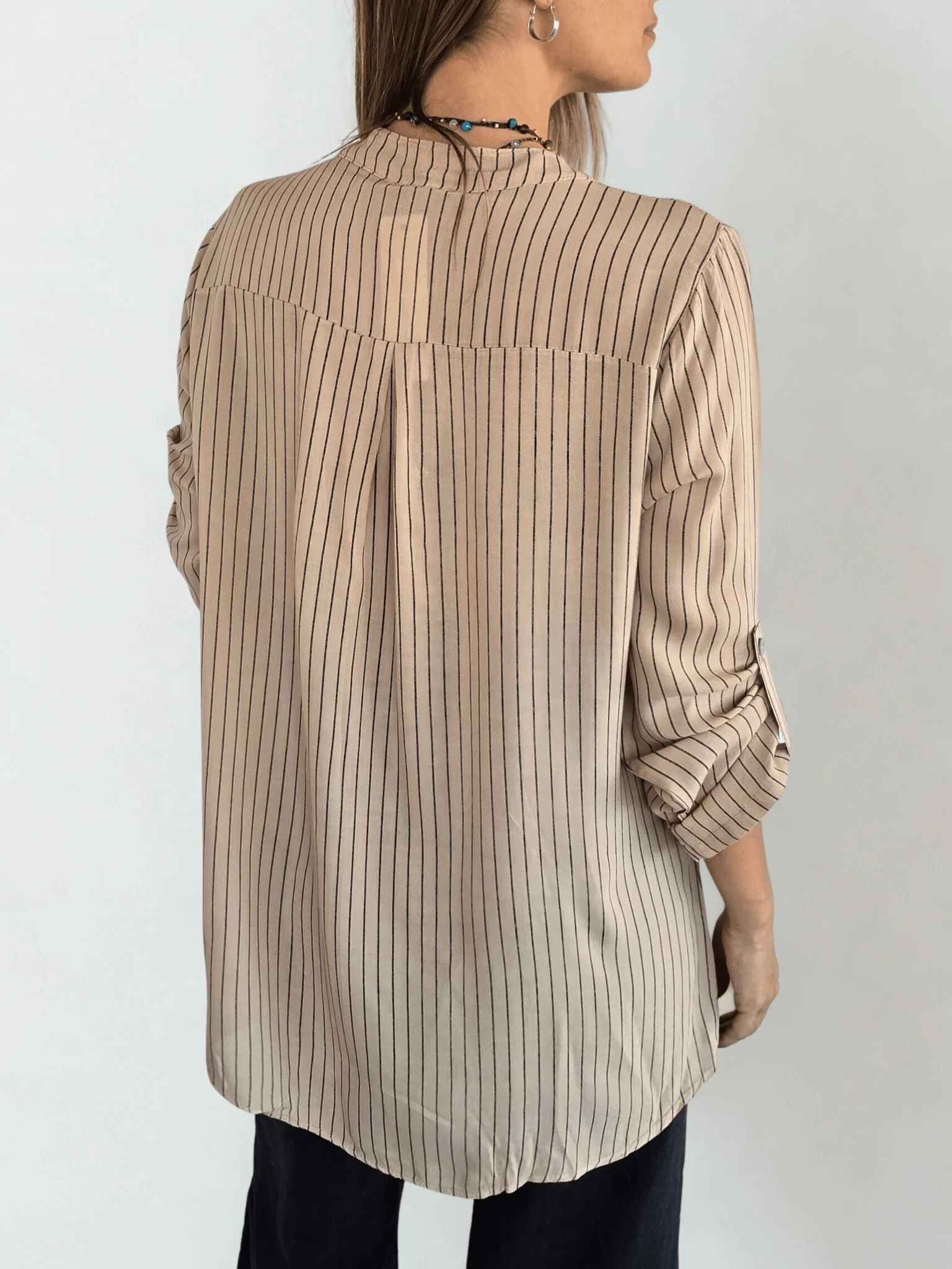 Striped sequined casual loose shirt