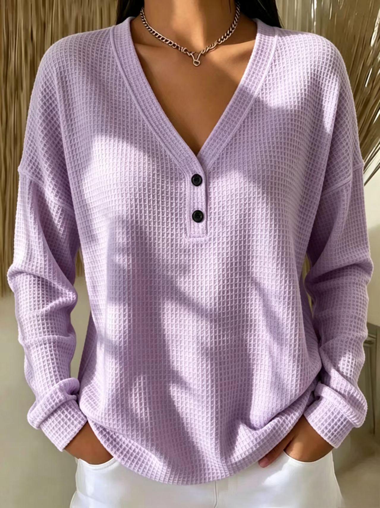 FALL SALE🔥 Women's V-neck Waffle Top