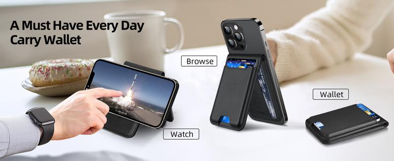 Magsafe Wallet Works with IPhong Find My, Strongest Magnetic  for iPhone , 6 Cards Holder,   with Airtag Holder Black Wireless Charging Rfid Blocking Lost Mode Durable Protection Stand Smartphone  Cellphone【Christmas】