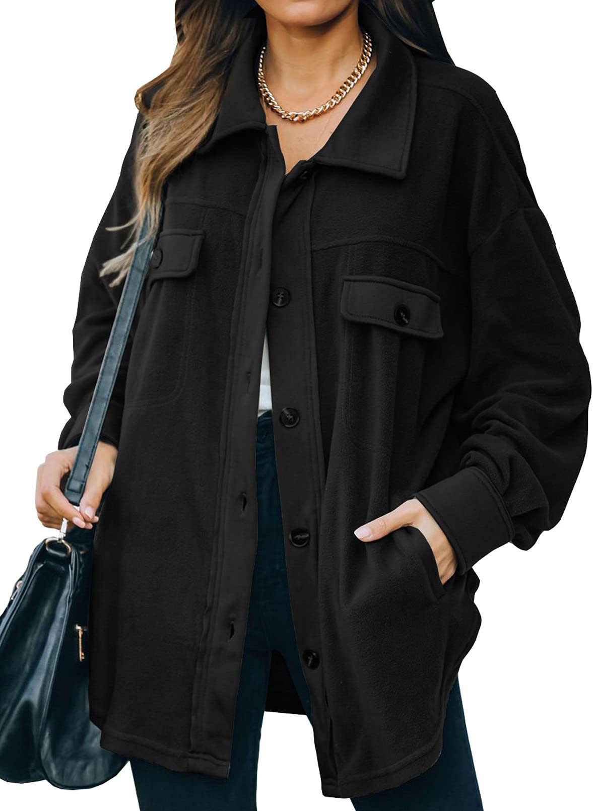 Casual Coat Long Sleeve Shacket Shirts Jacket