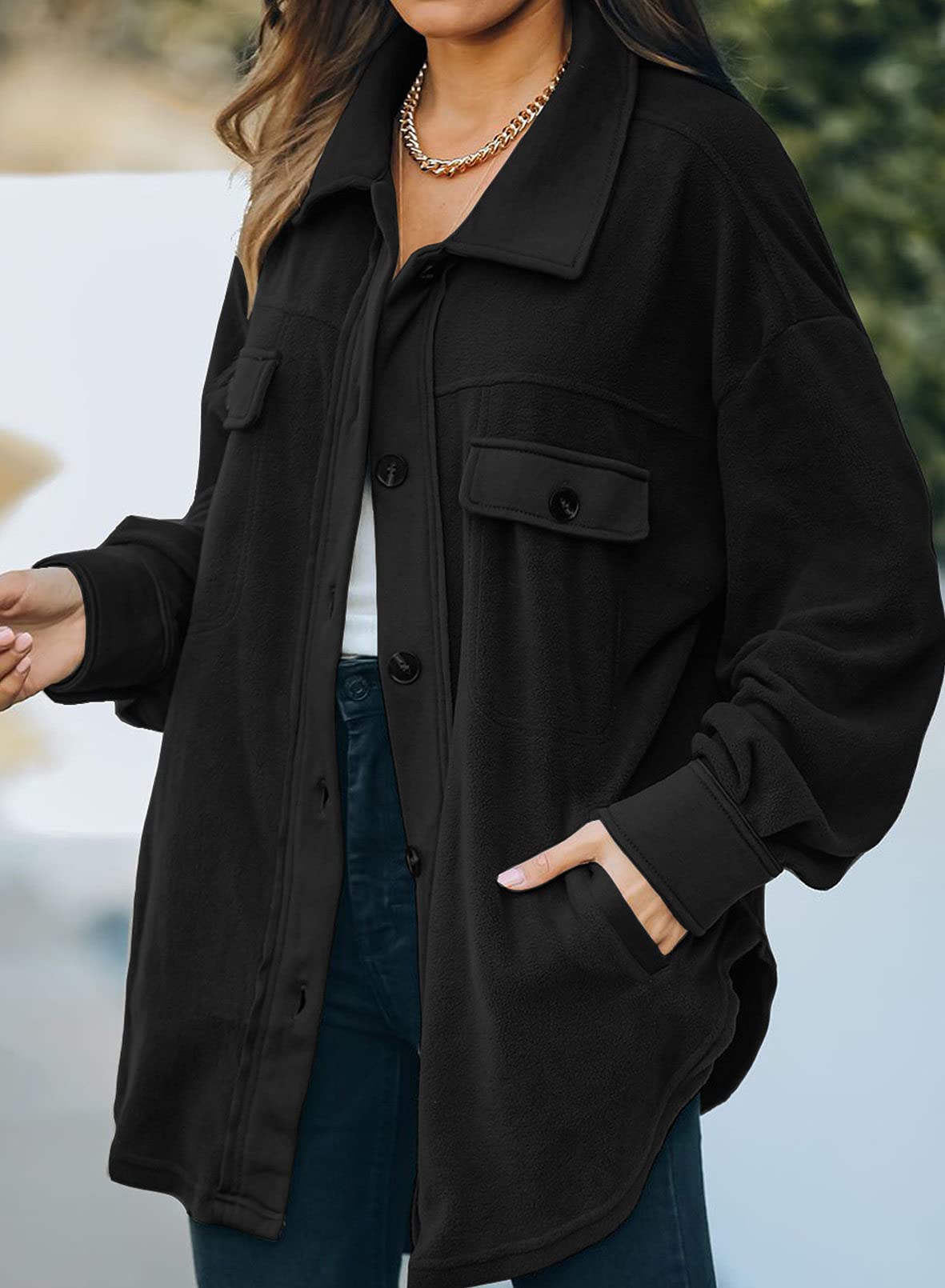 Casual Coat Long Sleeve Shacket Shirts Jacket